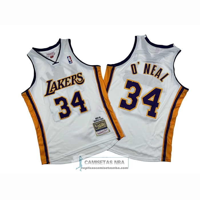 Camiseta Los Angeles Lakers Shaquille O'Neal NO 34 Mitchell & Ness 2003-04 Blanco